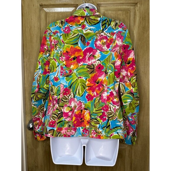 Chico’s Women’s Bright Floral Light Weight Jacket Size 1 - Picture 2 of 6